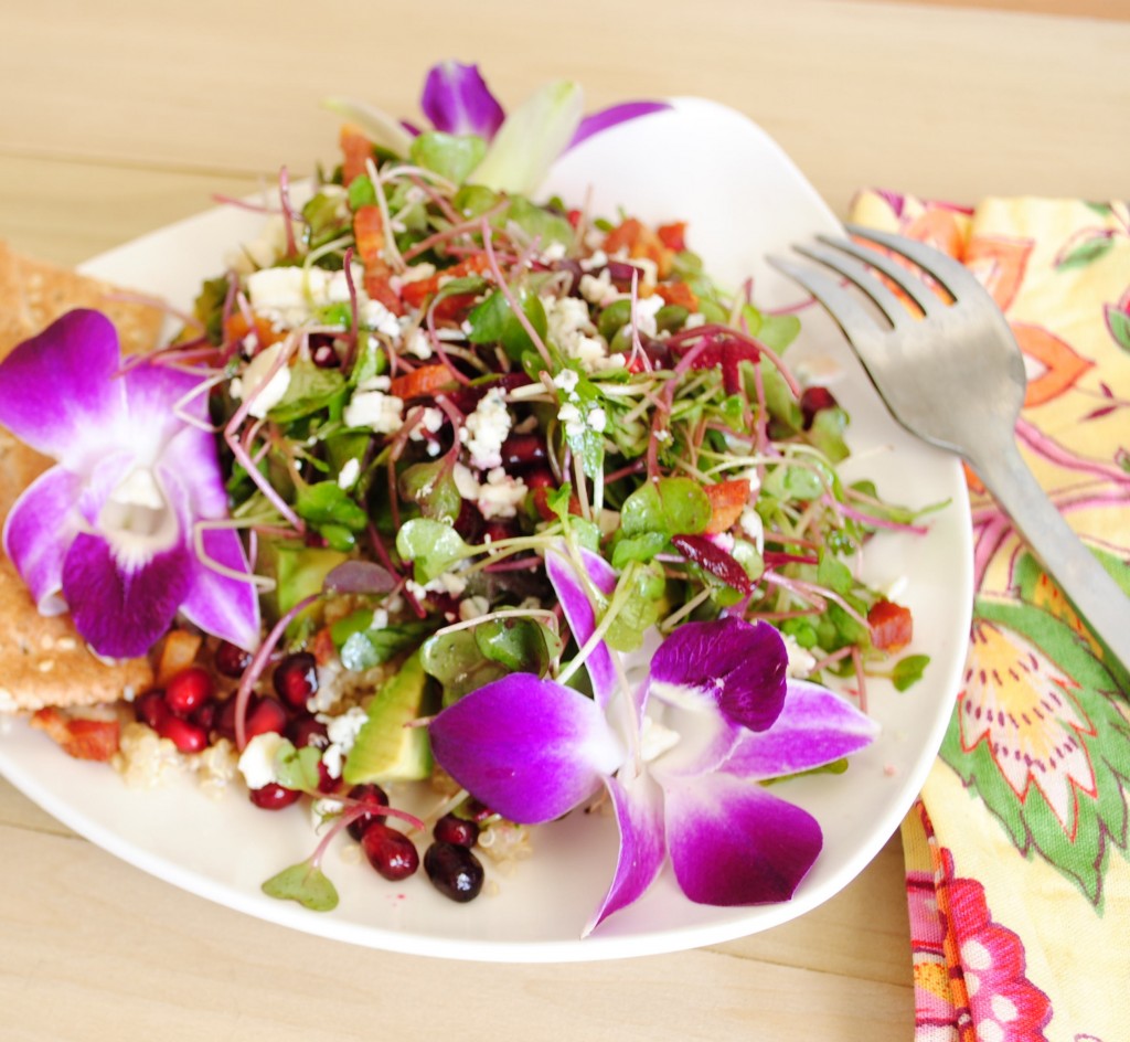 A delectable salad with little sweet and savory suprises