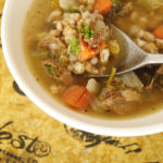 A most delicious vegetable beef soup with farro!