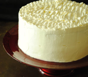 Banana Cream Cake with Ruffled Vanilla Frosting