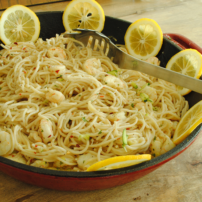 Easy to Make Lemon Garlic Pasta with Shrimp for anytime or special