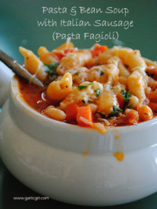 Pasta and Bean Soup with Italian Sausage (Pasta Fagioli)
