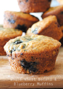 Whole Wheat Banana and Blueberry Muffins