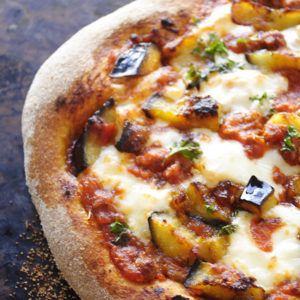 Homemade Eggplant & Bolognese Pizza