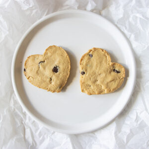Heart-Shaped Peanut Butter Chocolate Chip Cookies