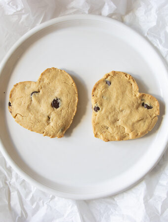 Heart-Shaped Peanut Butter Chocolate Chip Cookies