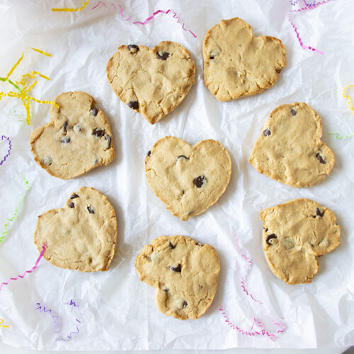 Heart-Shaped Peanut Butter Chocolate Chip Cookies - Garlic Girl